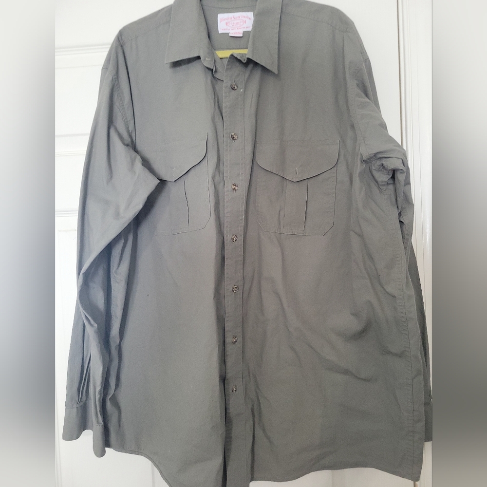 C.C. Filson Mens Shirt Gray Cotton Button Down Long Sleeve Hunting Casual XXXL